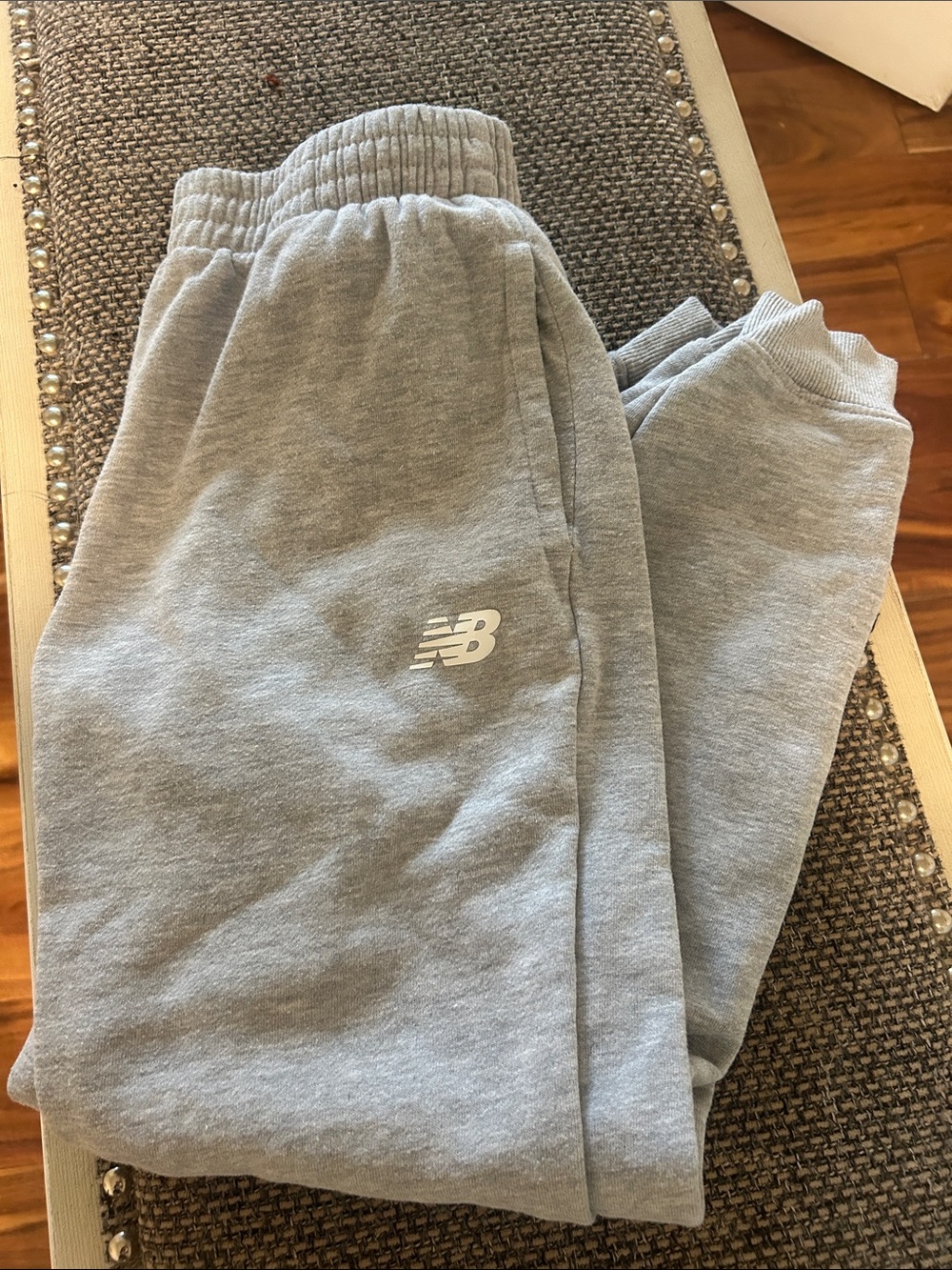 New Balance Kids Light Gray Fleece Joggers with Logo